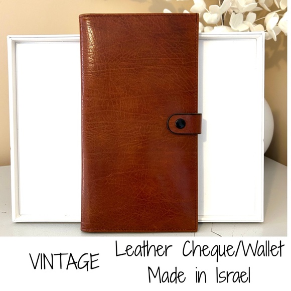 Vintage Leather Chequebook Wallet Made in Israel - Picture 1 of 13